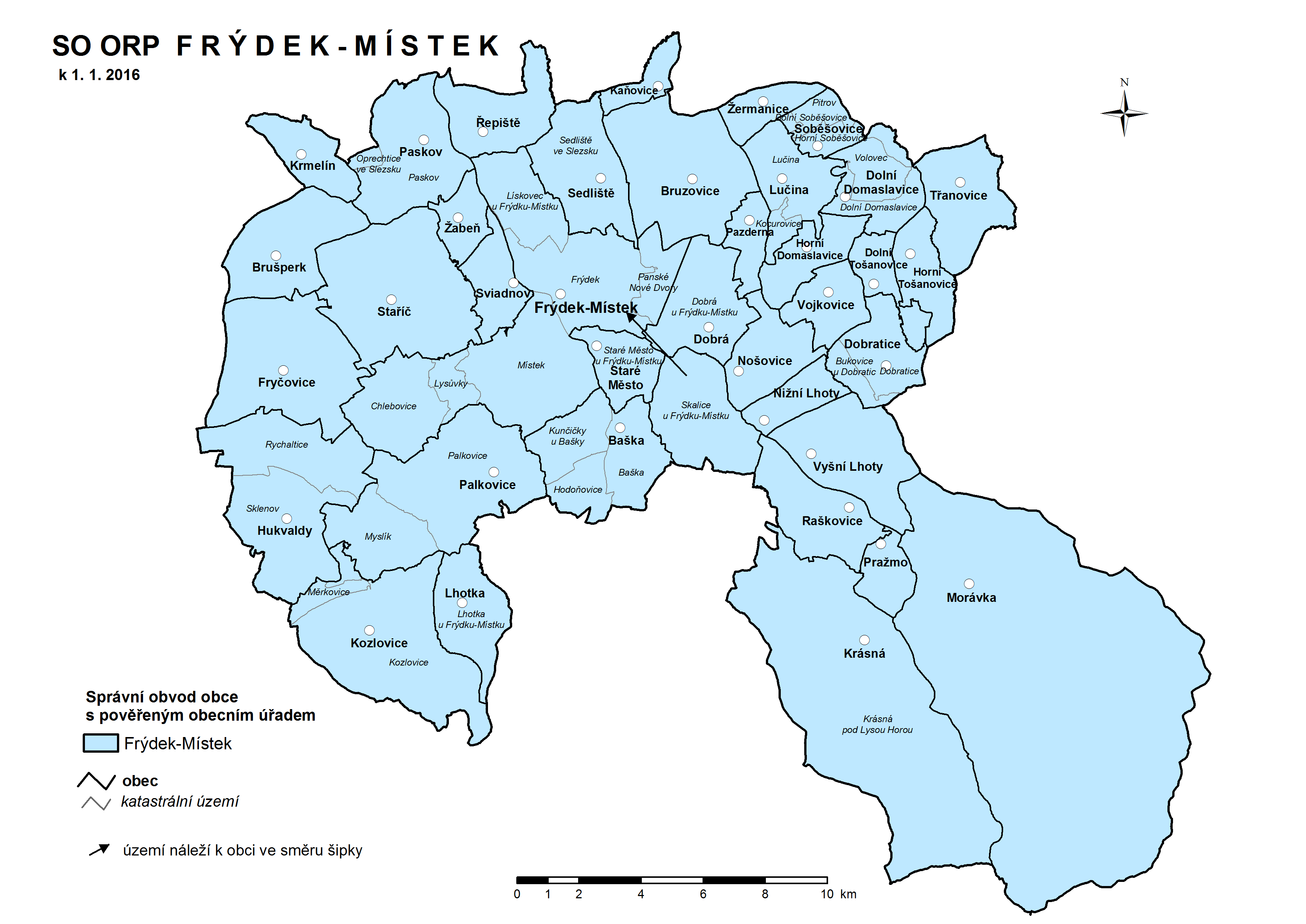 Mapa správního obvodu ORP Frýdek-Místek (zdroj ČSÚ)