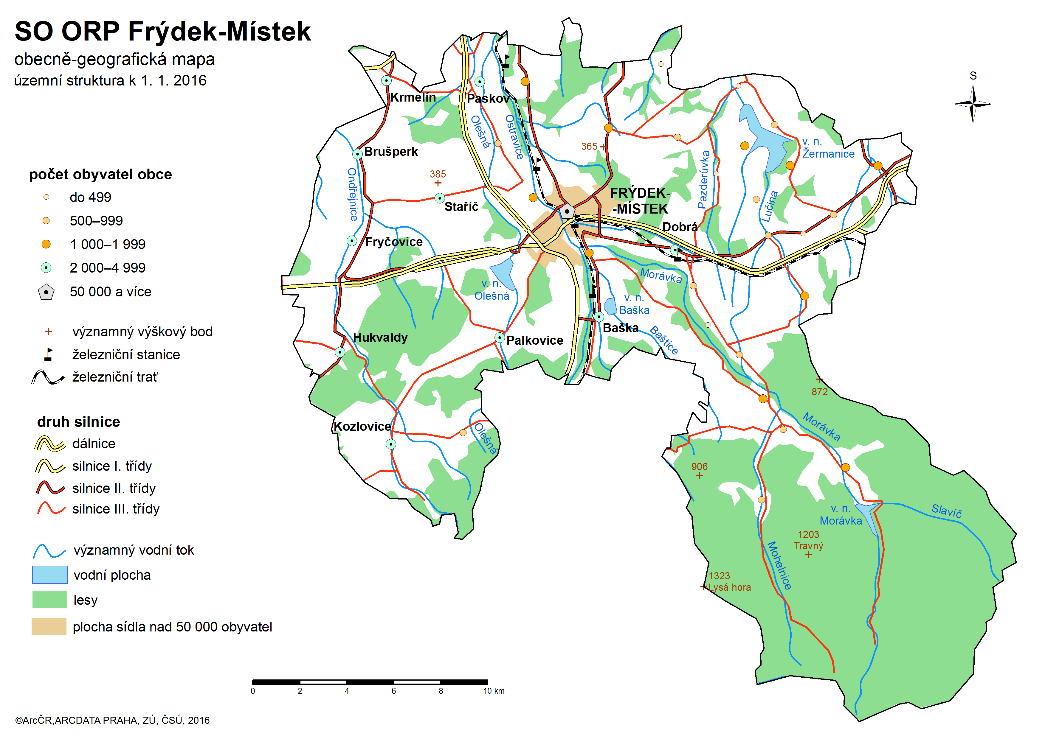 Obecně-geografická mapa SO ORP Frýdek-Místek (zdroj:ČSÚ)